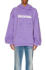 Balenciaga Destroyed Hoodie in Light Purple & White, view 3, click to view large image.