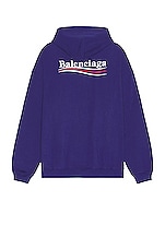 Balenciaga Campaign Large Fit Hoodie in Pacific Blue, view 2, click to view large image.