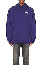 Balenciaga Campaign Large Fit Hoodie in Pacific Blue, view 4, click to view large image.