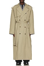 Balenciaga Trench Coat in Military Beige, view 3, click to view large image.