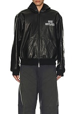 Balenciaga Lined Zip Up Hoodie Jacket in Black, view 5, click to view large image.