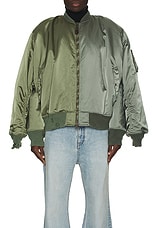 Balenciaga Double Sleeve Bomber in Military Khaki, view 4, click to view large image.