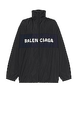 Balenciaga Logo Zip Up Jacket in Black, view 1, click to view large image.