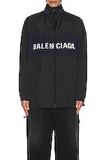 Balenciaga Logo Zip Up Jacket in Black, view 3, click to view large image.