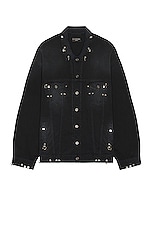 Balenciaga Pierced Jacket in Sunbleached Black, view 1, click to view large image.