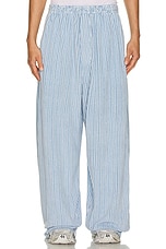 Balenciaga Large Pyjama Pants in Blue & Navy, view 3, click to view large image.