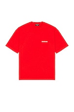 Balenciaga Medium Fit T-Shirt in Bright Red & White, view 1, click to view large image.