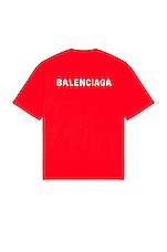 Balenciaga Medium Fit T-Shirt in Bright Red & White, view 2, click to view large image.
