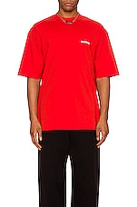Balenciaga Medium Fit T-Shirt in Bright Red & White, view 3, click to view large image.