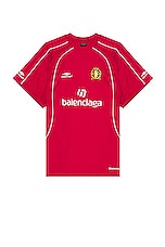 Balenciaga Oversized Soccer Tee in Red & White | FWRD