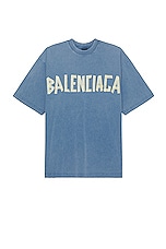 Balenciaga Medium Fit T-shirt in Faded Blue, view 1, click to view large image.