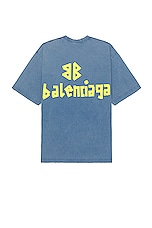 Balenciaga Medium Fit T-shirt in Faded Blue, view 2, click to view large image.