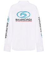 Balenciaga Long Sleeve Large Fit Shirt in White, view 1, click to view large image.