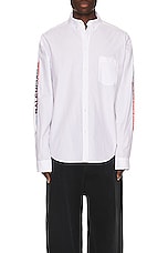 Balenciaga Long Sleeve Large Fit Shirt in White, view 3, click to view large image.