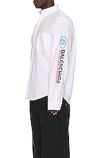 Balenciaga Long Sleeve Large Fit Shirt in White, view 4, click to view large image.