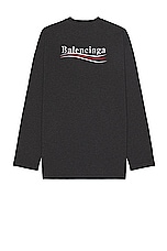 Balenciaga Logo T-shirt in Dark Heather Grey & White, view 1, click to view large image.