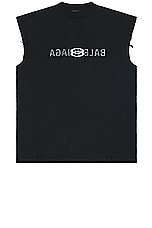 Balenciaga Sleeveless T-Shirt in Faded Black & White, view 1, click to view large image.