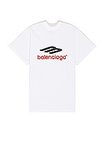 Balenciaga Double Front T-Shirt in Off White & White, view 2, click to view large image.