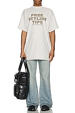 Balenciaga Double Front T-Shirt in Off White & White, view 4, click to view large image.