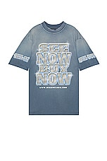 Balenciaga Medium Fit T-Shirt in Washed Blue, view 1, click to view large image.
