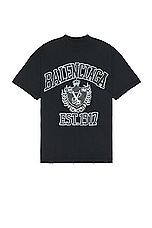 Balenciaga Medium Fit T-shirt in Washed Black & Black, view 1, click to view large image.