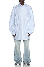Balenciaga Patched Shirt in Sky Blue & White, view 5, click to view large image.