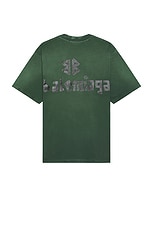 Balenciaga Medium Fit T-Shirt in Dark Green, view 2, click to view large image.