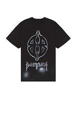 Balenciaga Small Fit T-Shirt in Washed Black & White, view 1, click to view large image.