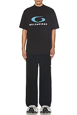 Balenciaga Medium Fit T-Shirt in Washed Black & Blue, view 4, click to view large image.