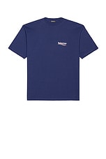 Balenciaga Short Sleeve Large Fit Tee in Pacific Blue & White, view 2, click to view large image.