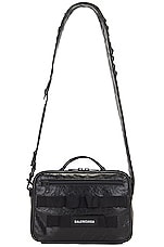 Balenciaga Army Pouch With Strap in Black, view 1, click to view large image.