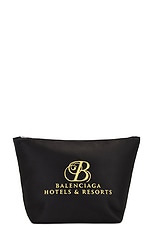Balenciaga Hotel &amp; Resort Pouch in Black & Gold, view 1, click to view large image.