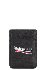 Balenciaga Cash Magnet Card Holder in Black, view 1, click to view large image.