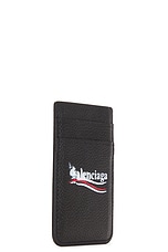 Balenciaga Cash Magnet Card Holder in Black, view 3, click to view large image.