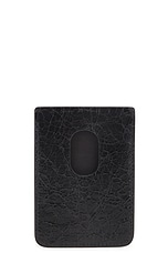 Balenciaga Monaco Phone Magnet Card Holder in Black, view 2, click to view large image.