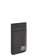 Balenciaga Monaco Phone Magnet Card Holder in Black, view 3, click to view large image.