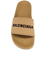 Balenciaga Pool Slide in Beige & Black, view 4, click to view large image.