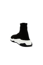 Balenciaga Speed Light Knit Sneaker in Black & White, view 3, click to view large image.