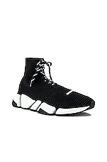 Balenciaga Speed 2.0 Lace Up in Black & White, view 2, click to view large image.
