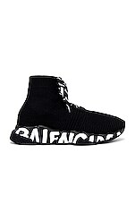 Balenciaga Speed Lace Up Graffiti Sneaker in Black | FWRD