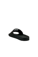 Balenciaga Logo Pool Slide in Black & Red, view 3, click to view large image.