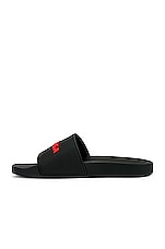 Balenciaga Logo Pool Slide in Black & Red, view 5, click to view large image.