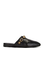 Balenciaga Cosy Cagole Slide in Black & Aged Gold, view 1, click to view large image.