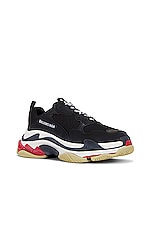 Balenciaga Triple S Sneaker in Black & Red, view 2, click to view large image.