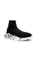 Balenciaga Speed 2.0 Lt Sneaker in Black, White & Red, view 2, click to view large image.