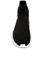Balenciaga Speed 2.0 Lt Sneaker in Black, White & Red, view 4, click to view large image.