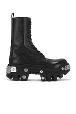 Balenciaga Bulldozer Lace Up Boot in Black, Silver, view 1, click to view large image.