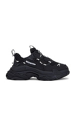 Balenciaga Triple S Piercing Sneaker in Black & Silver, view 1, click to view large image.