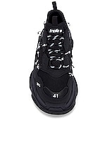 Balenciaga Triple S Piercing Sneaker in Black & Silver, view 4, click to view large image.