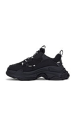 Balenciaga Triple S Piercing Sneaker in Black & Silver, view 5, click to view large image.